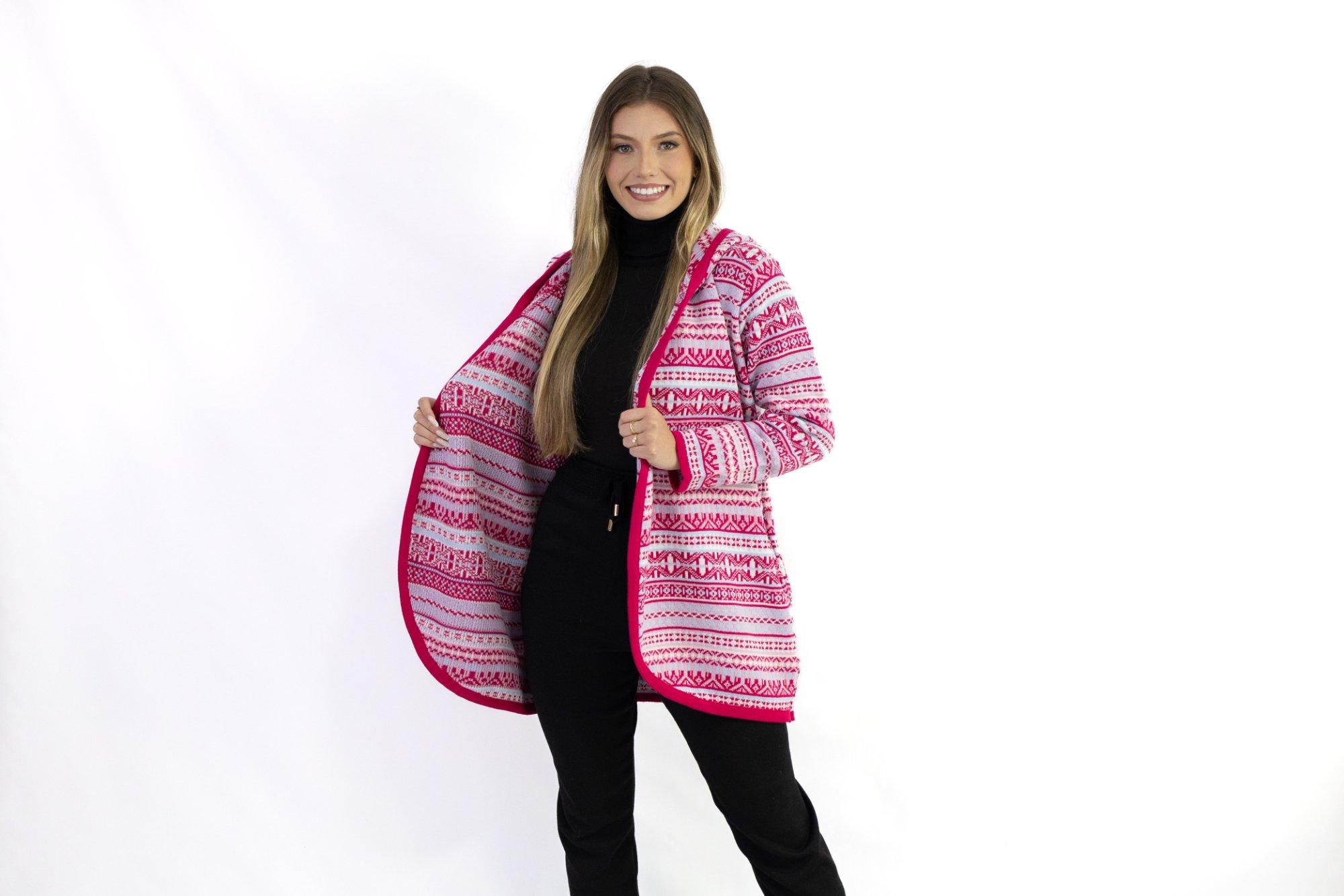 CASACO JACQUARD COM CAPUZ