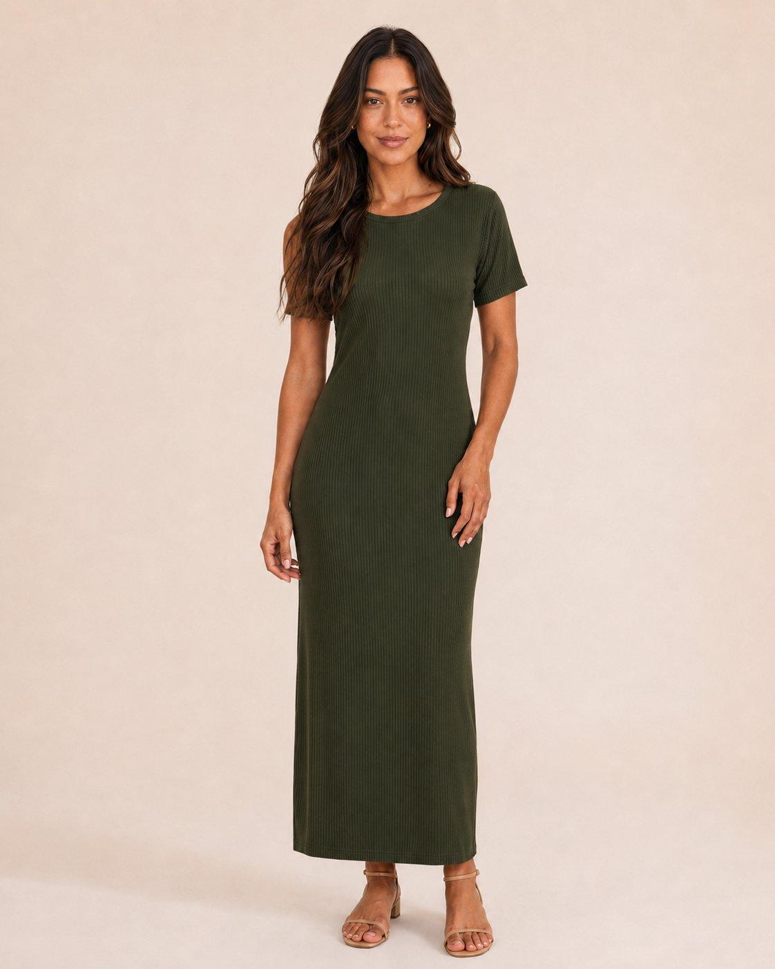VESTIDO CANELADO COM BOLSO